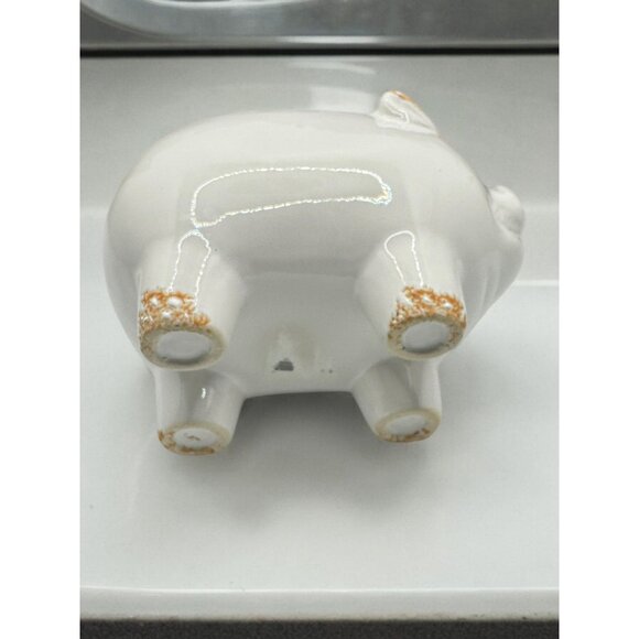 Vintage Ceramic Pig Planter With OINK Text - White & Distressed Orange - Picture 12 of 12